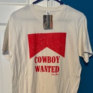 Cowboy Wanted Graphic Tee Distressed Marlboro Texas Style Logo Brand New T-Shirt